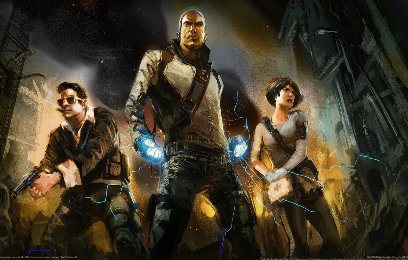 Photo wallpaper three, infamous, with supernormal