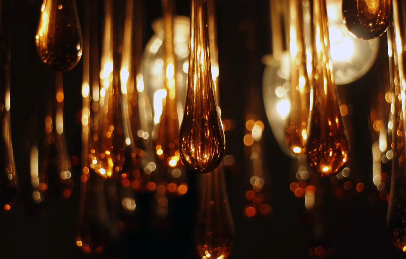 Photo wallpaper night, chandelier, details