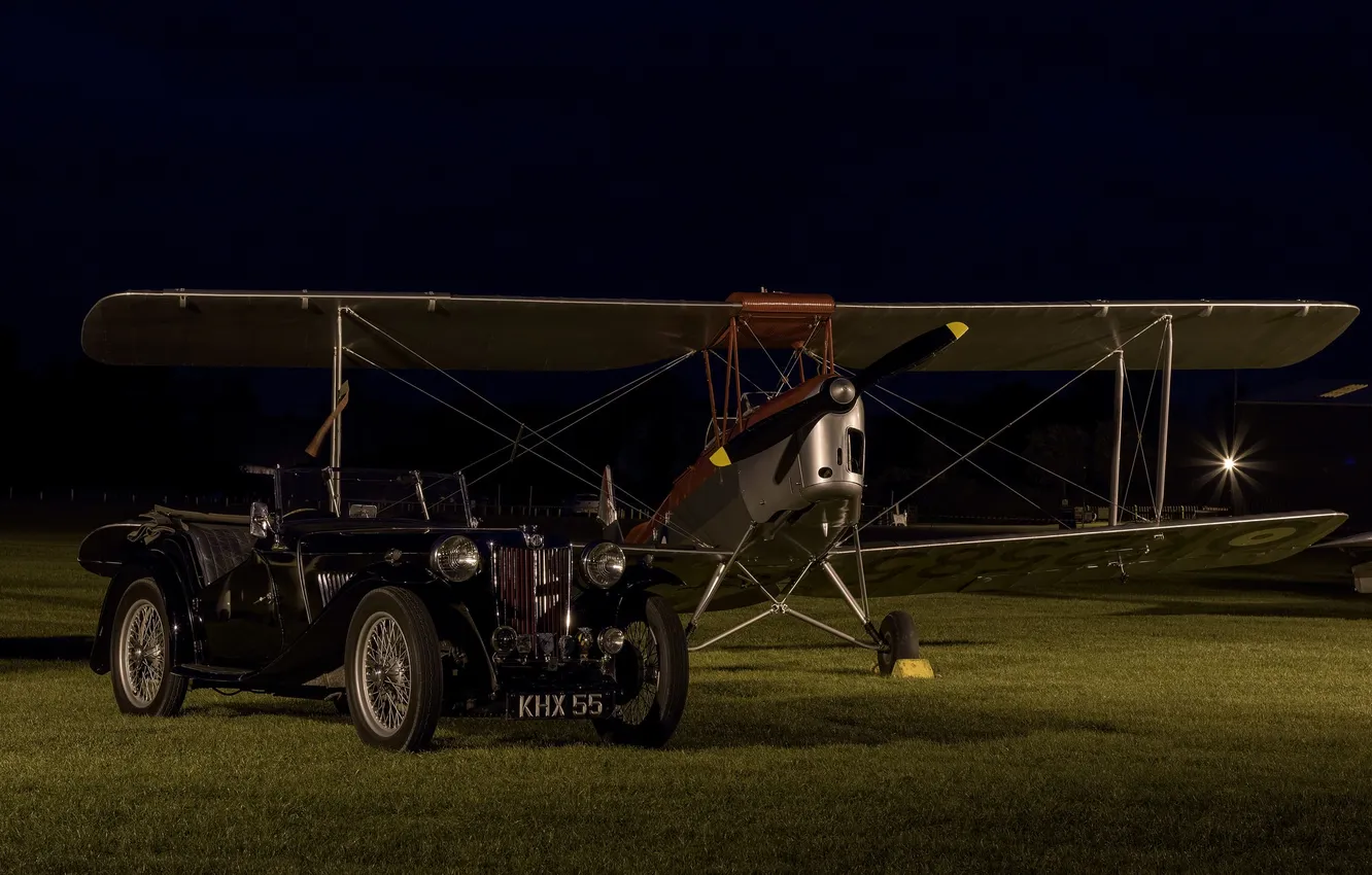Photo wallpaper retro, the plane, car, classic, biplane