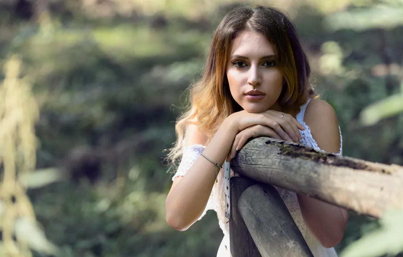 Photo wallpaper look, girl, model, hair, bokeh, Clear