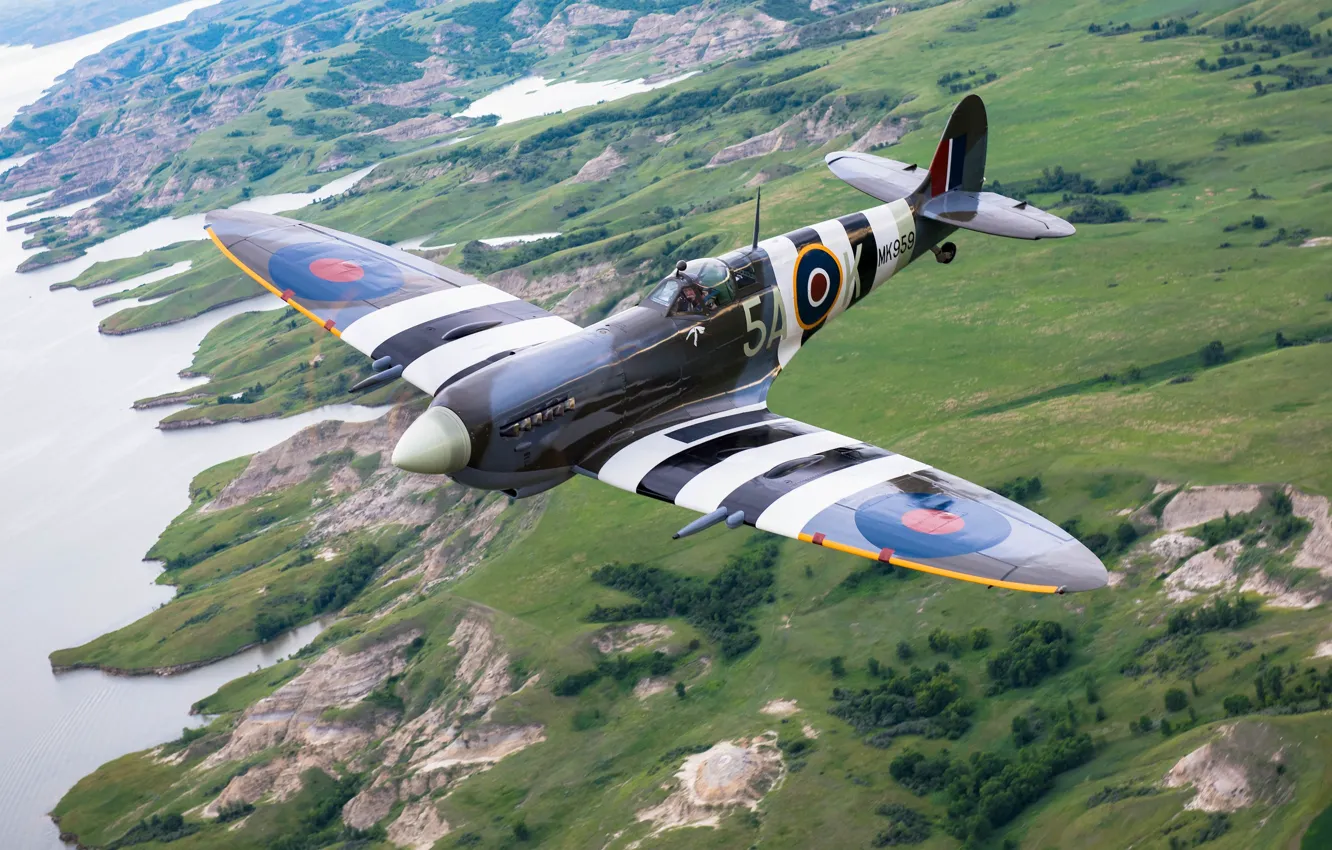 Photo wallpaper flight, fighter, Spitfire, Supermarine