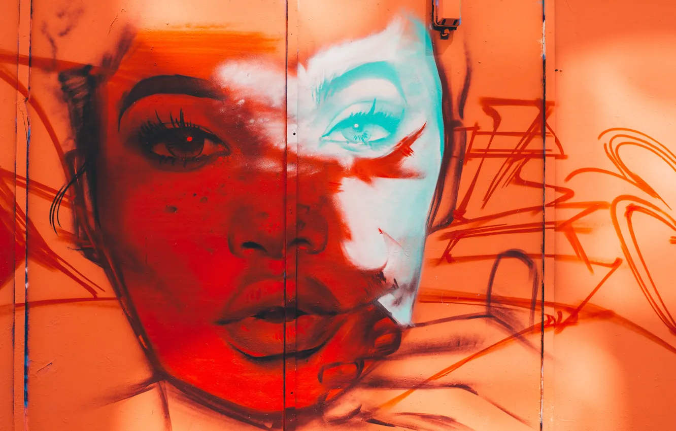 Photo wallpaper London, United Kingdom, Shoreditch, Red Face Graffiti