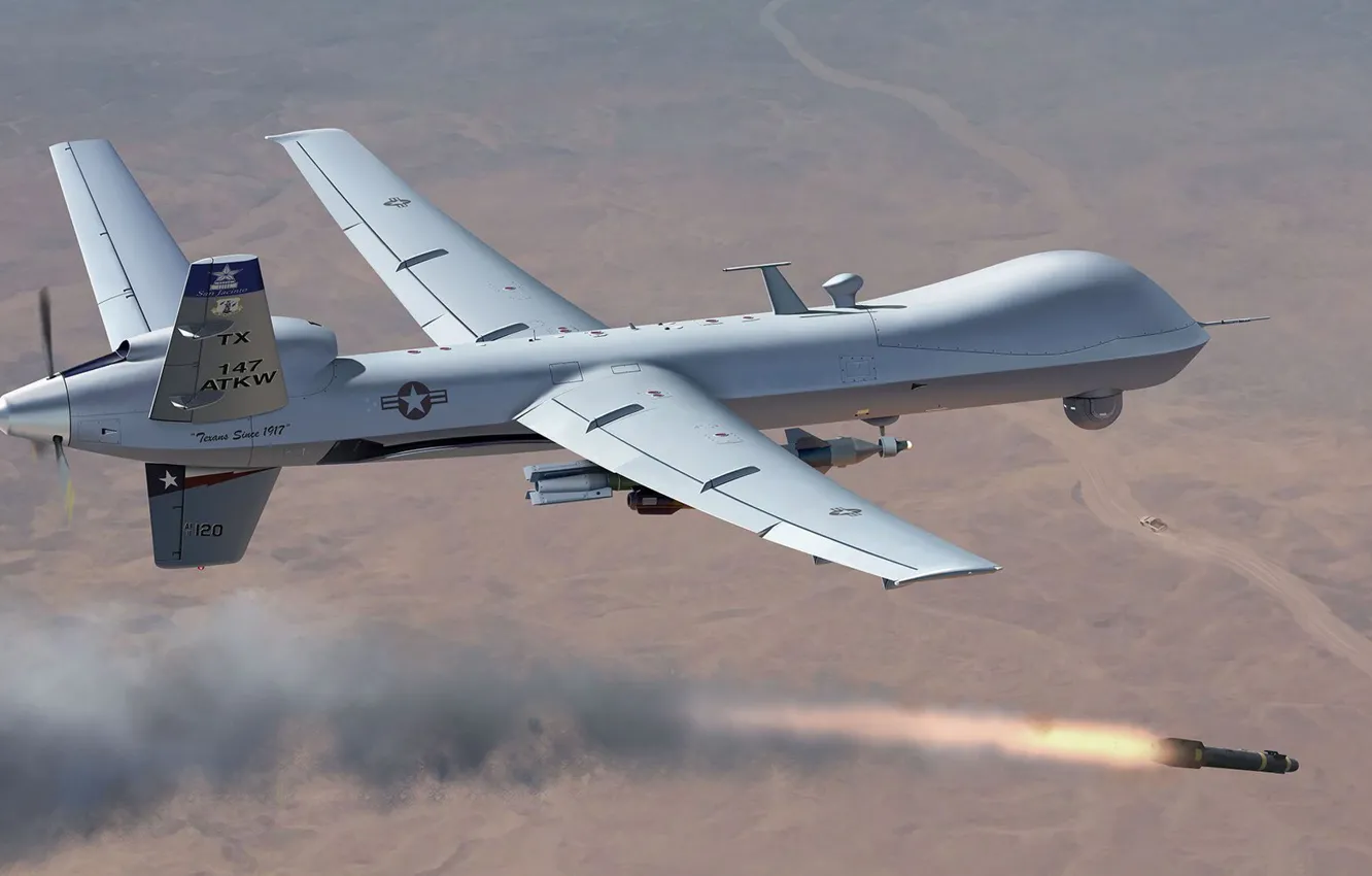 Photo wallpaper USA, US Army, drone, MQ-9 Reaper, reconnaissance and strike UAVs, Auletta