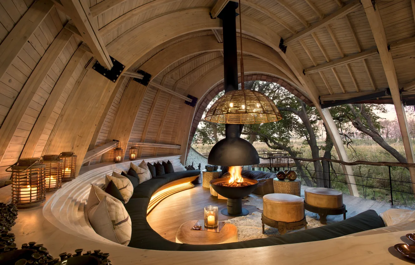 Photo wallpaper interior, candles, Africa, fireplace, the hotel, luxury, Safari, safari