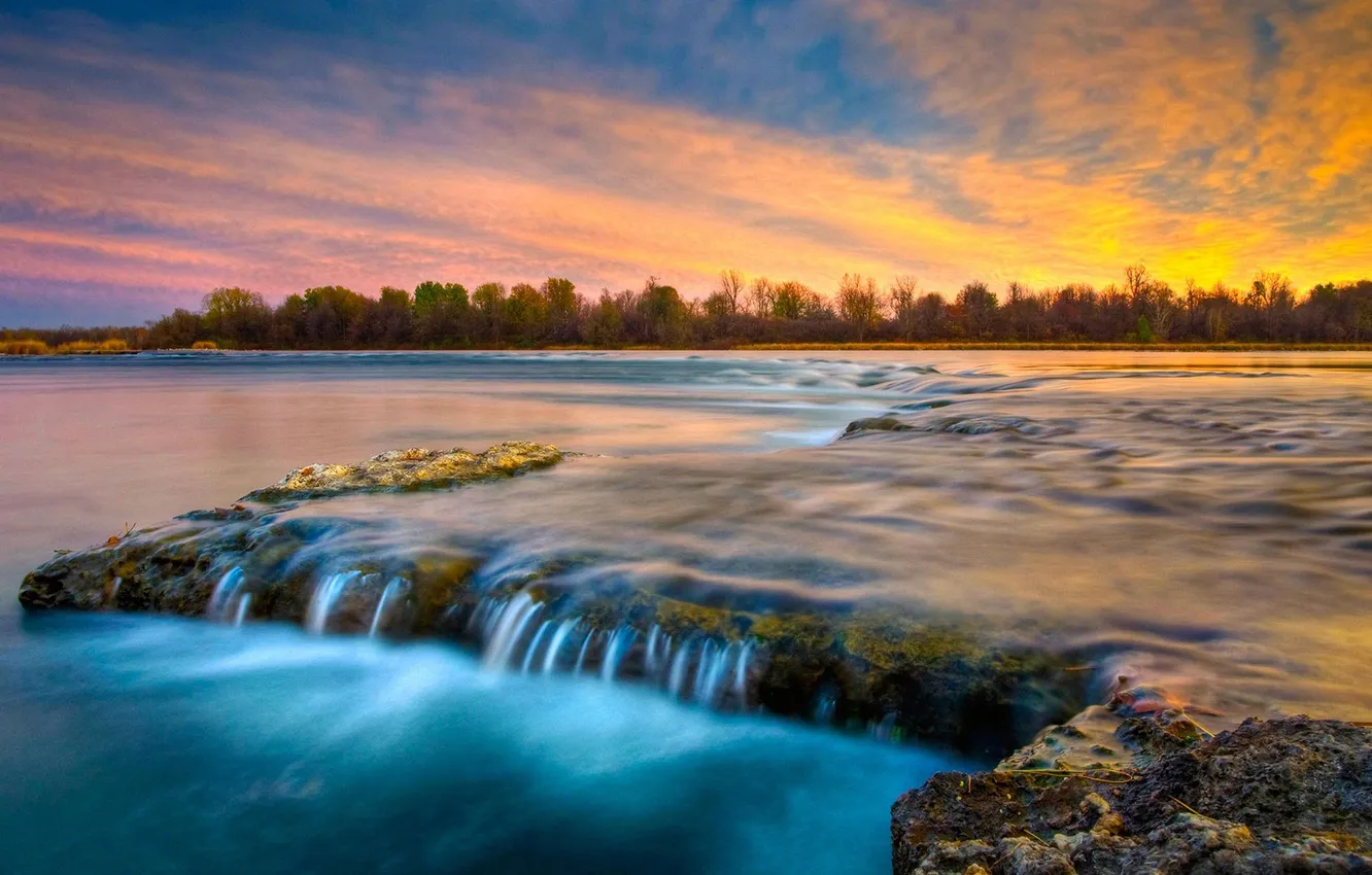 Photo wallpaper trees, river, Canada, thresholds, QC, Coteau-du-Lac