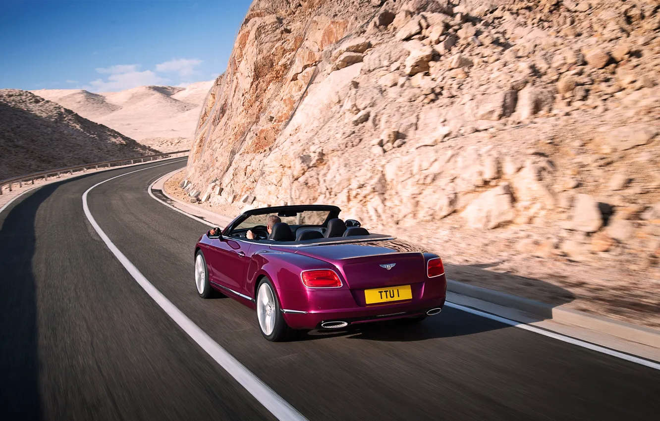 Photo wallpaper Bentley, Continental, Road, Machine, Convertible, Asphalt, Day, Purple