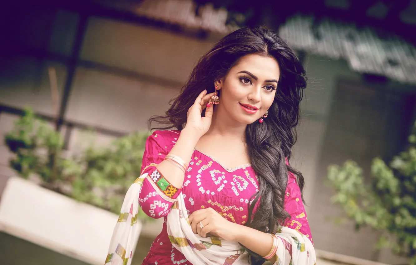 Photo wallpaper girl, smile, sweetheart, model, hair, TV presenter, bokeh, actress