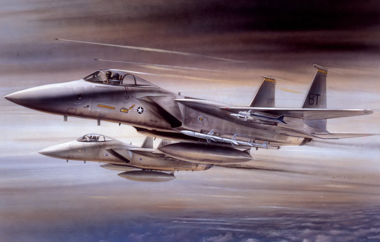 Photo wallpaper fighter, combat aircraft, F-15A, US Air Force, USA