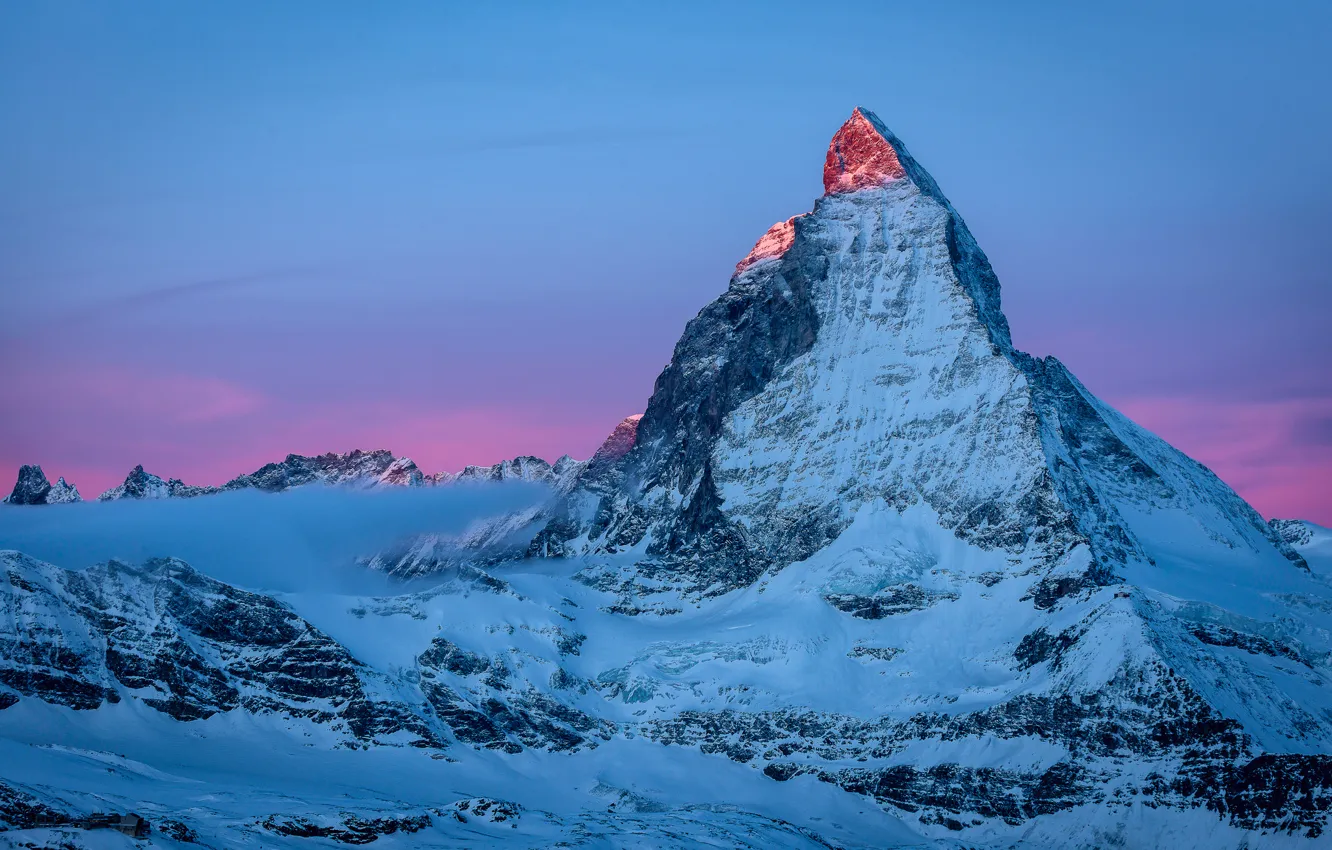 Photo wallpaper cold, the sky, light, snow, mountains, mountain, morning, Alps