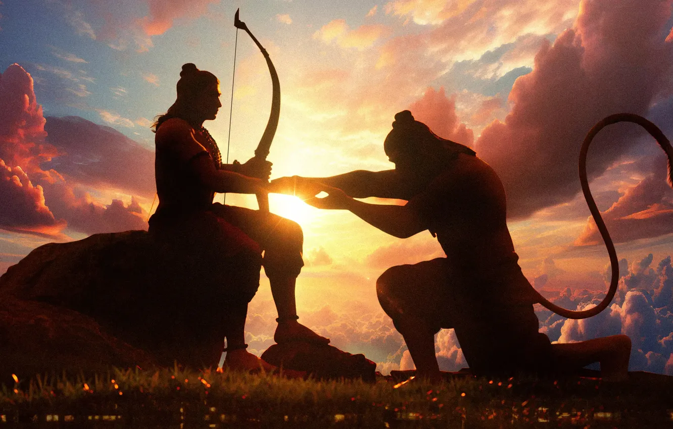 Photo wallpaper movies, Lord Rama, Hindu God, Bajrangbali, Anjaneya, Lord Hanuman, Jai Shri Ram