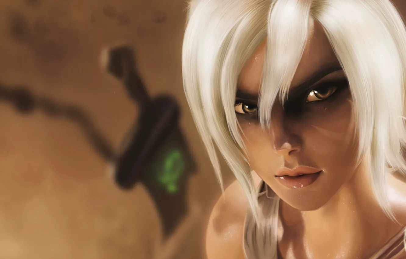 Photo wallpaper eyes, look, girl, face, the game, art, face, League of Legends