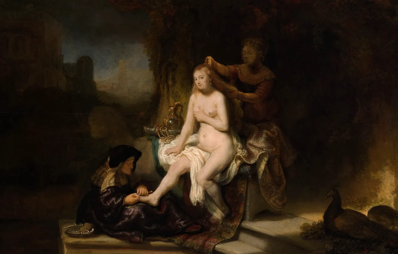 Photo wallpaper picture, genre, Rembrandt van Rijn, mialgia, The Toilet Of Bathsheba