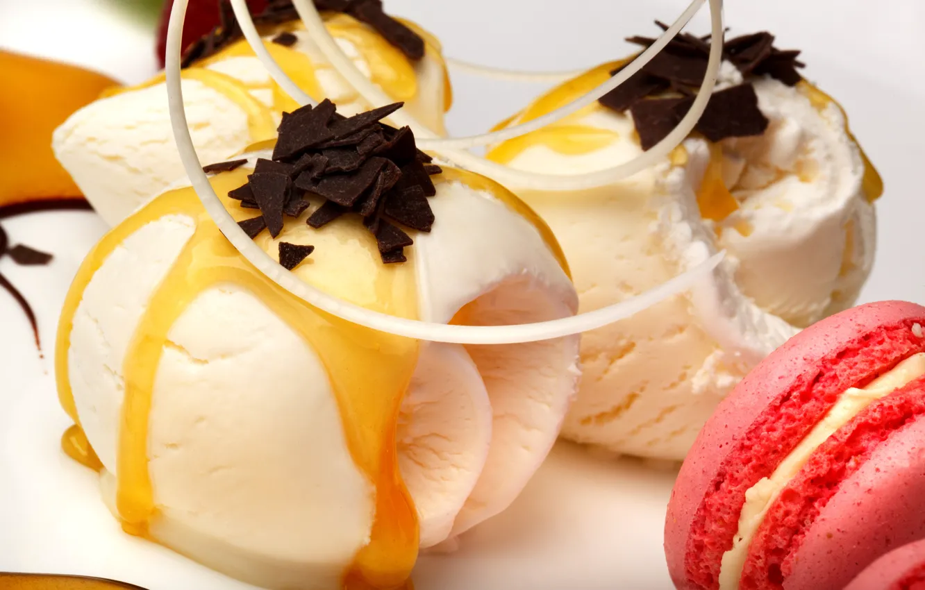 Photo wallpaper balls, chocolate, ice cream, dessert, sweet, macaron