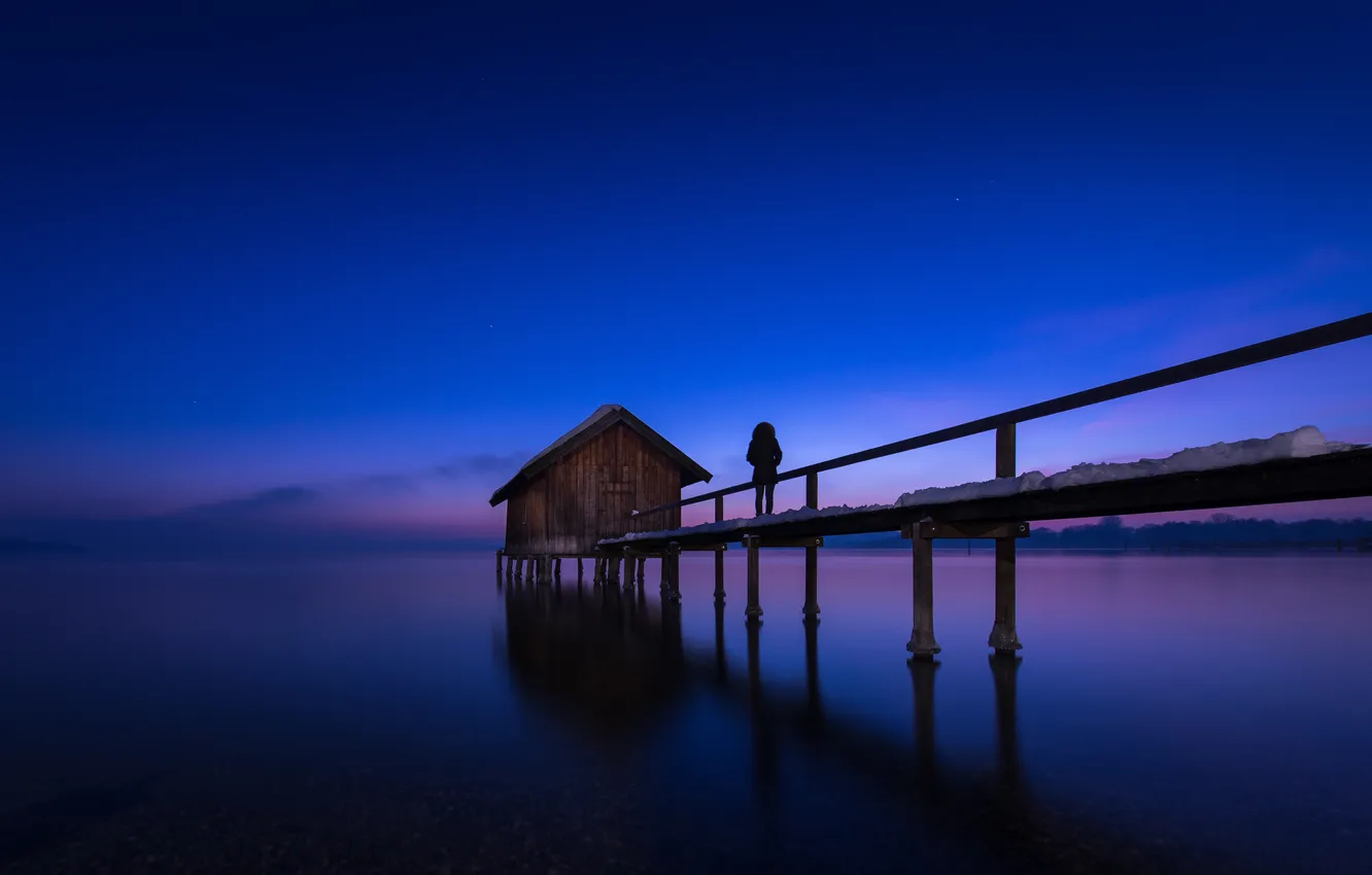 Photo wallpaper Germany, night, Bavaria, Ammersee