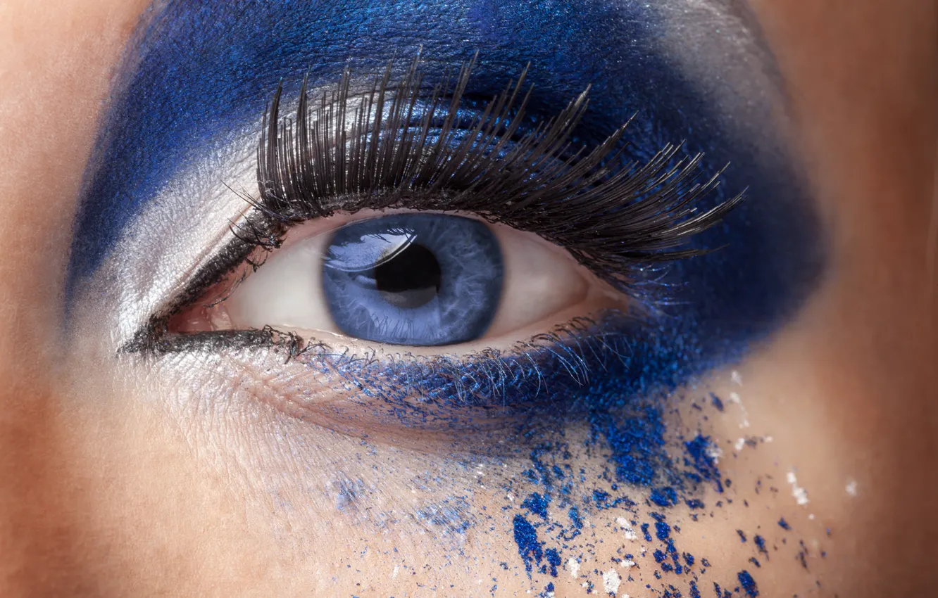 Photo wallpaper blue, eyes, model, make up