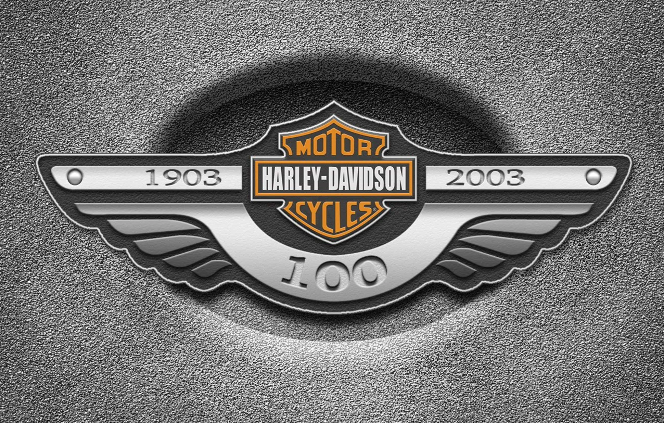 Photo wallpaper metal, logo, Harley Davidson