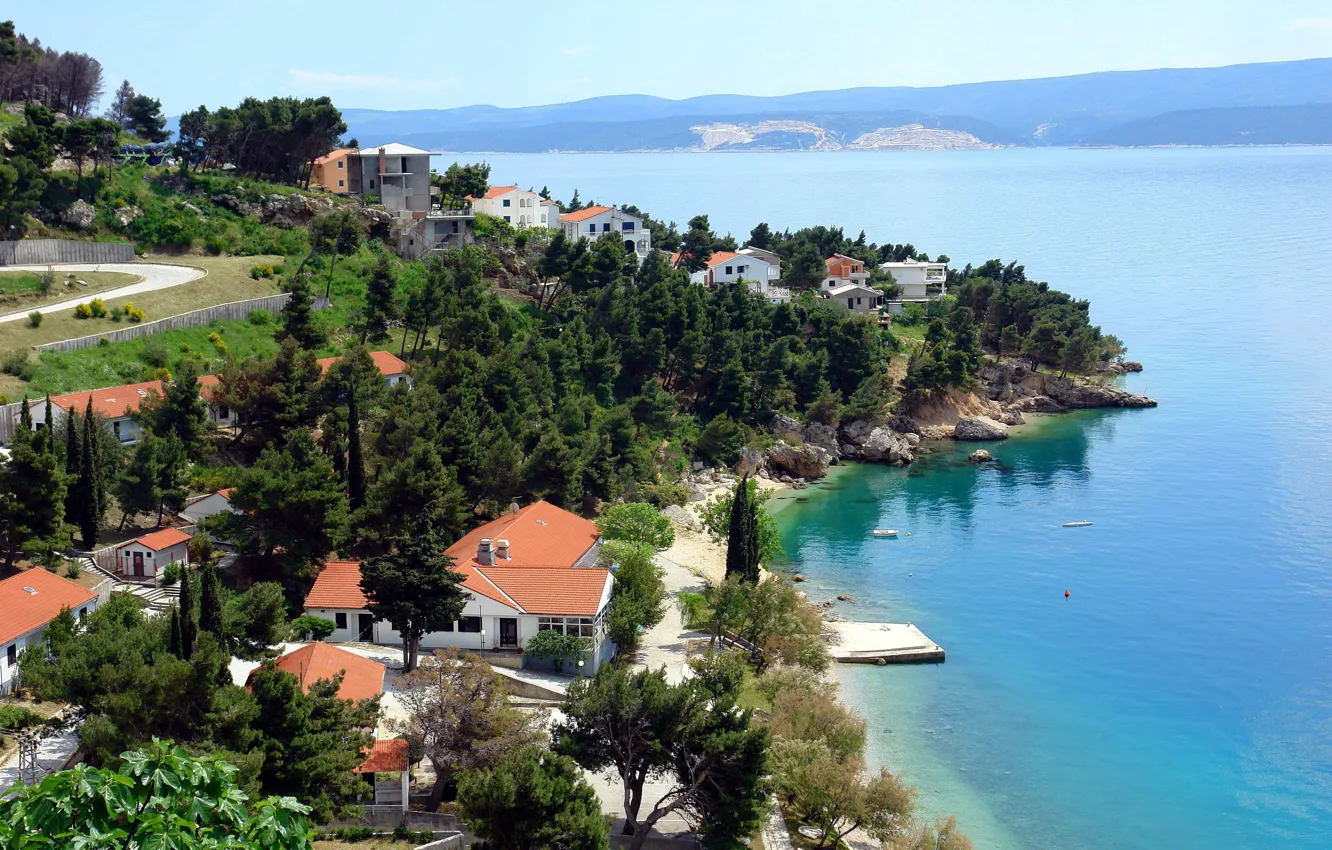 Photo wallpaper sea, the city, coast, Croatia, Jadran, CENTRAL DALMATIA