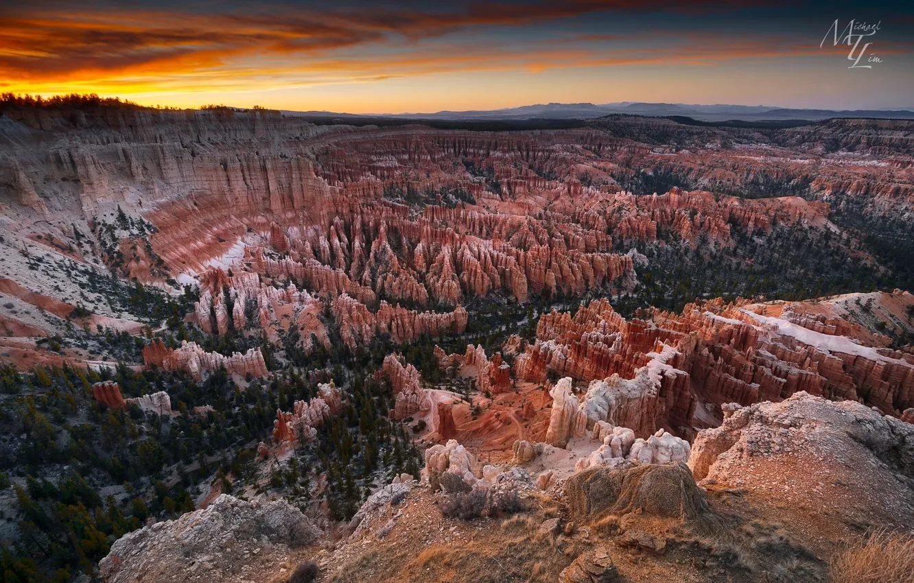 Photo wallpaper sunset, nature, rocks, canyon