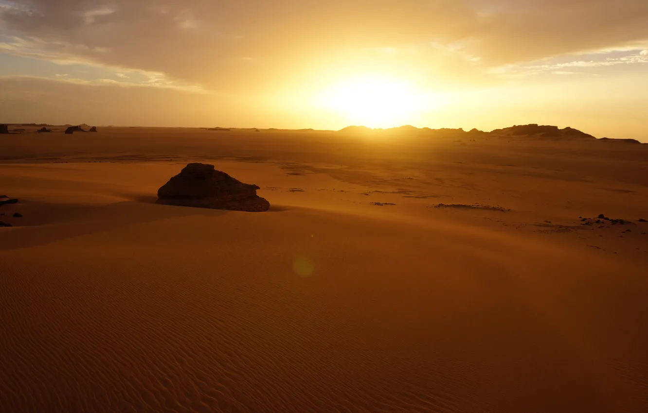 Photo wallpaper sand, the sky, landscape, sunset, desert, sugar, Algeria