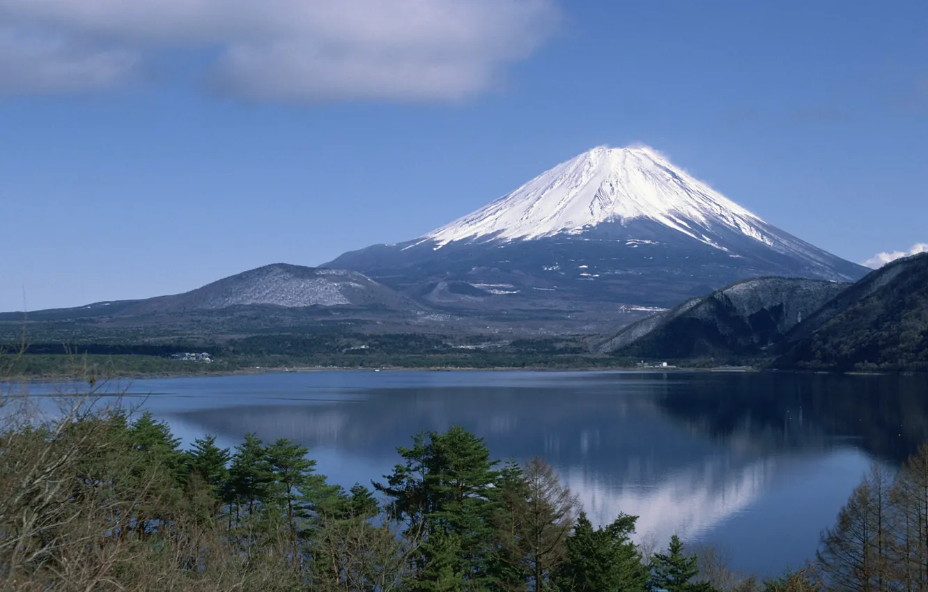 Photo wallpaper water, Japan, Fuji