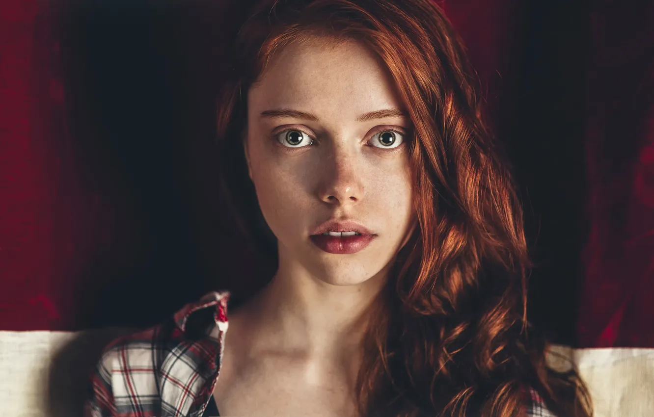 Photo wallpaper shirt, the beauty, redhead, Catherine Jasnogorodska, Pavel Smetanin