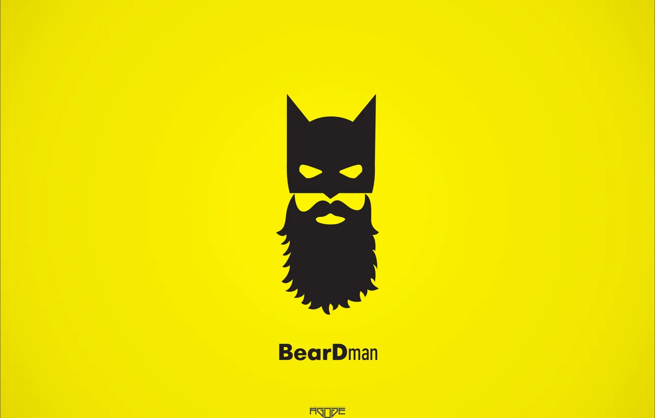 Photo wallpaper batman, minimalism, yellow background, beardman, Maiman
