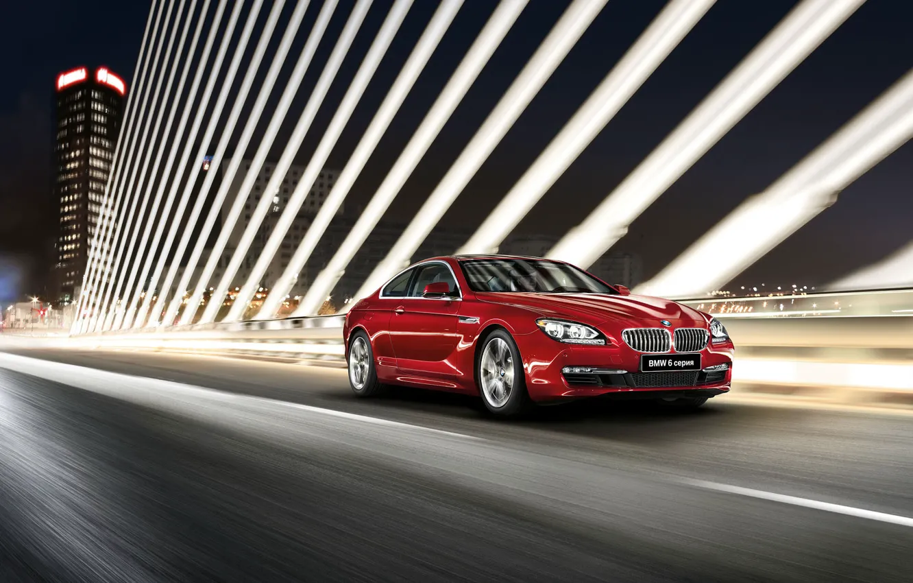 Photo wallpaper machine, auto, night, red, speed, BMW, bmw m6
