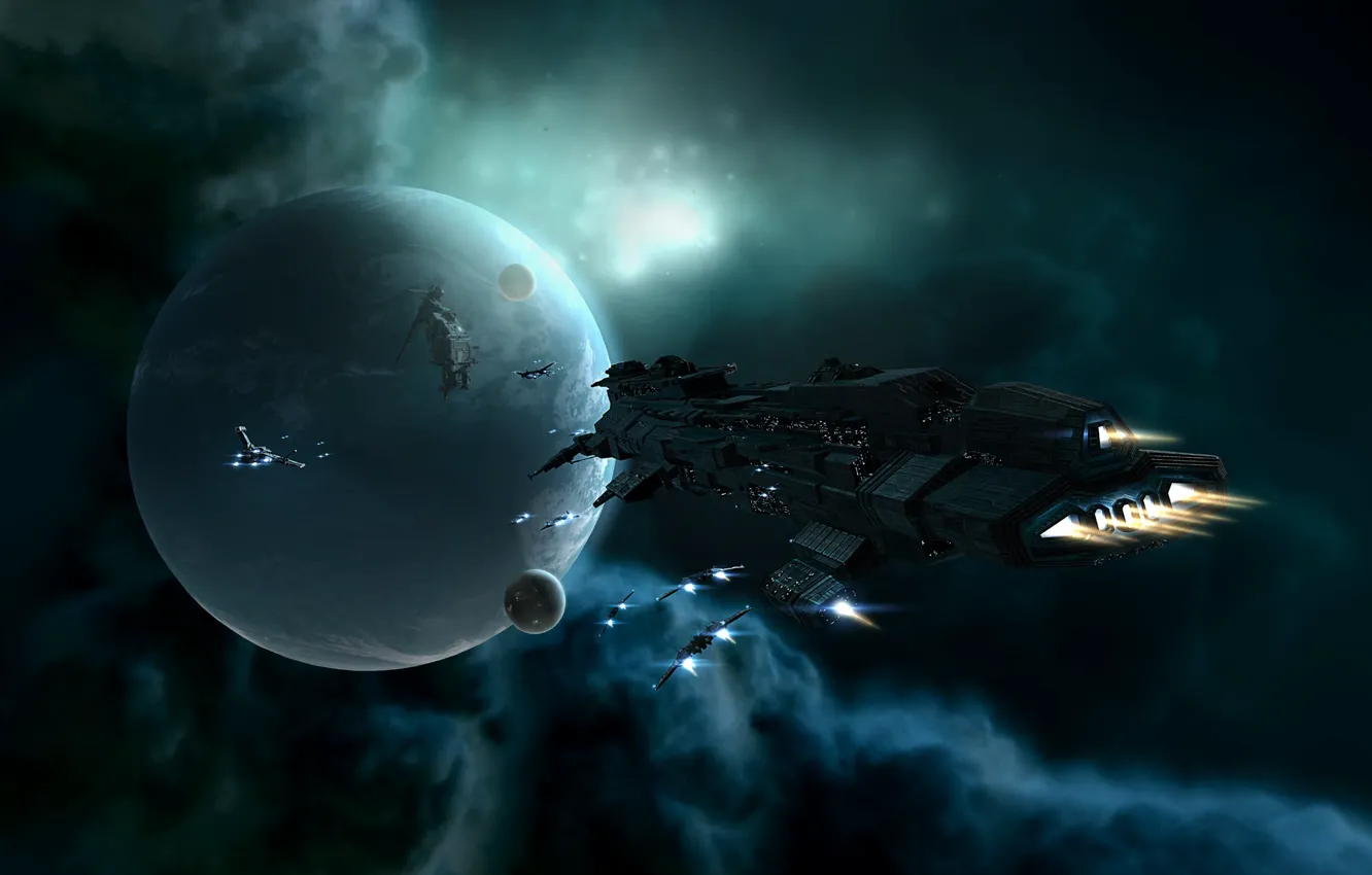 Photo wallpaper space, nebula, planet, station, space, spaceship, station, eve online
