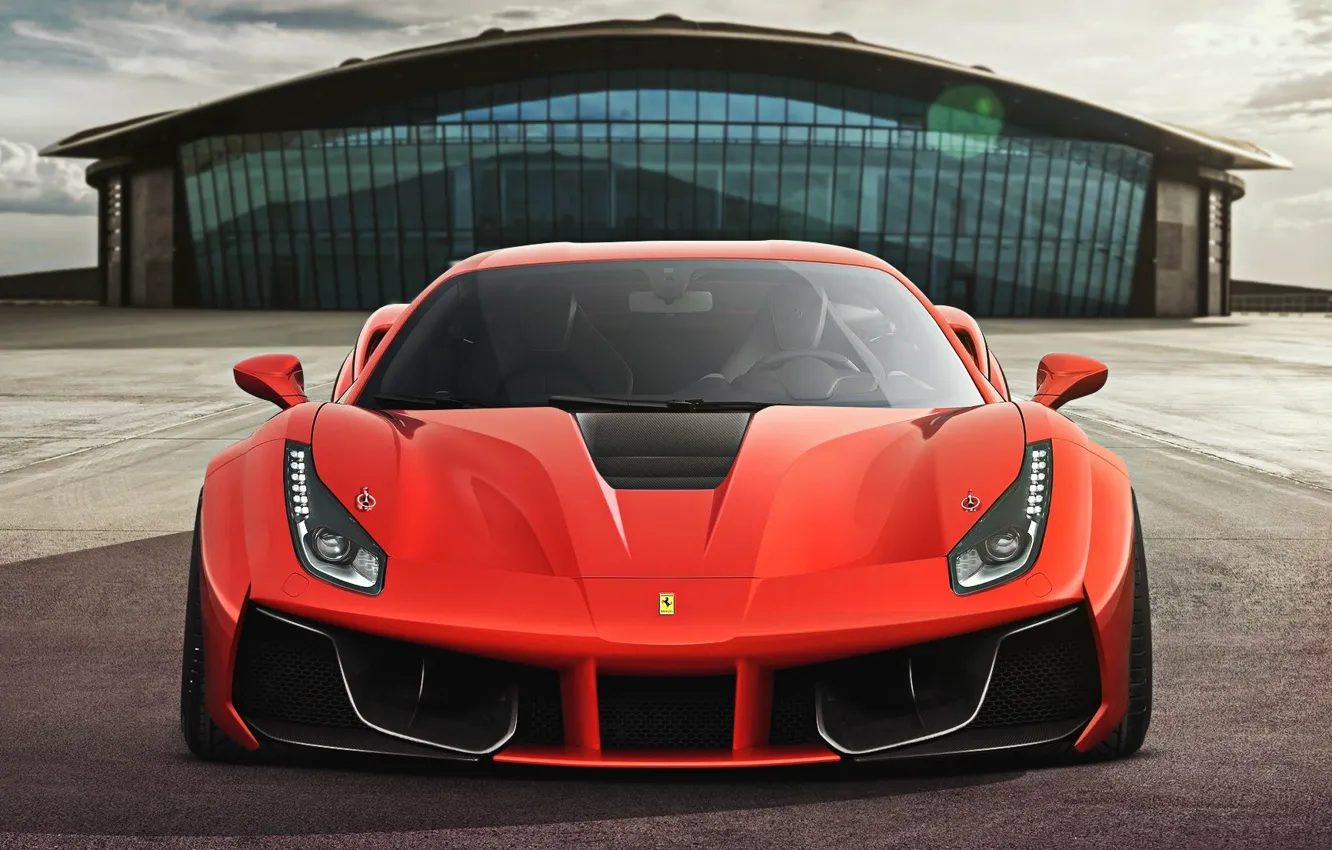 Photo wallpaper Ferrari, Red, GTB, Design, Front, Supercar, 2015, 488