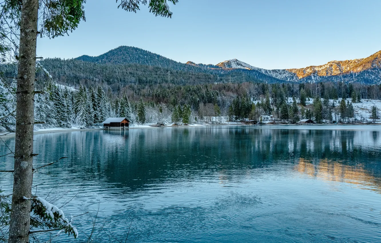 Photo wallpaper mountains, lake, Germany, Bayern, Walchensee
