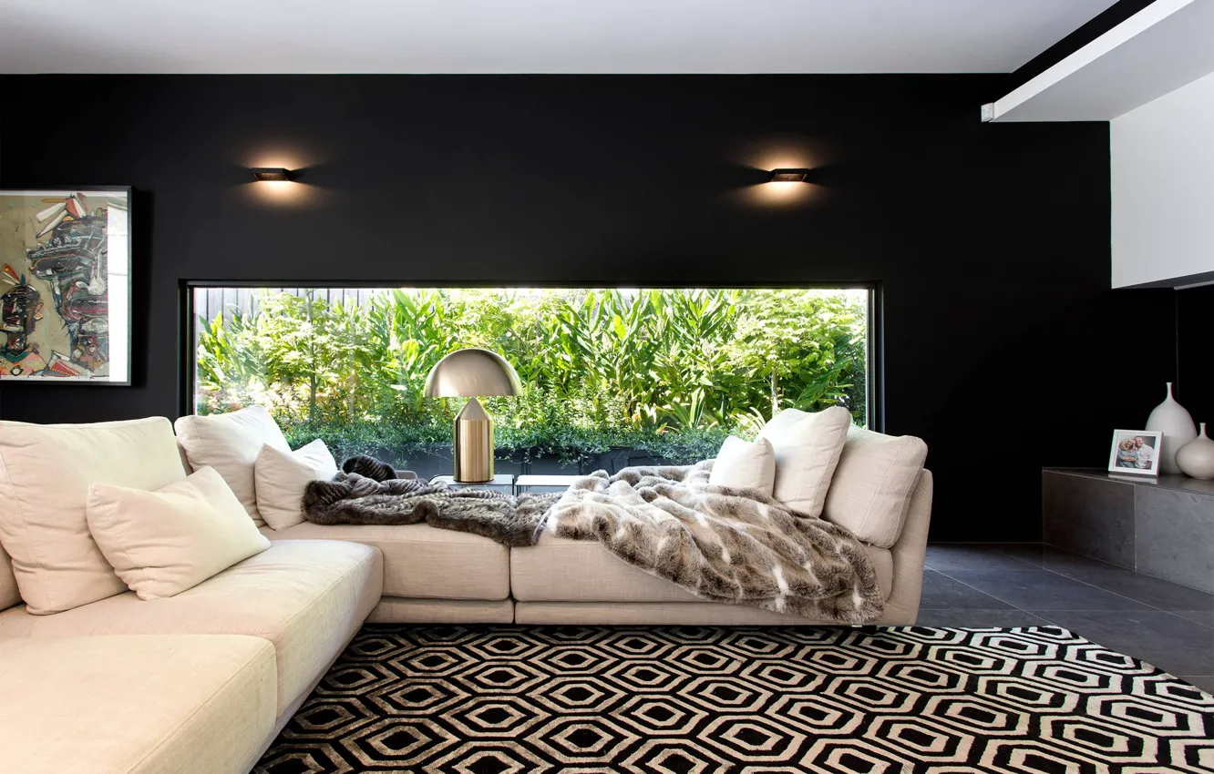 Photo wallpaper design, interior, living room, Courtyard House