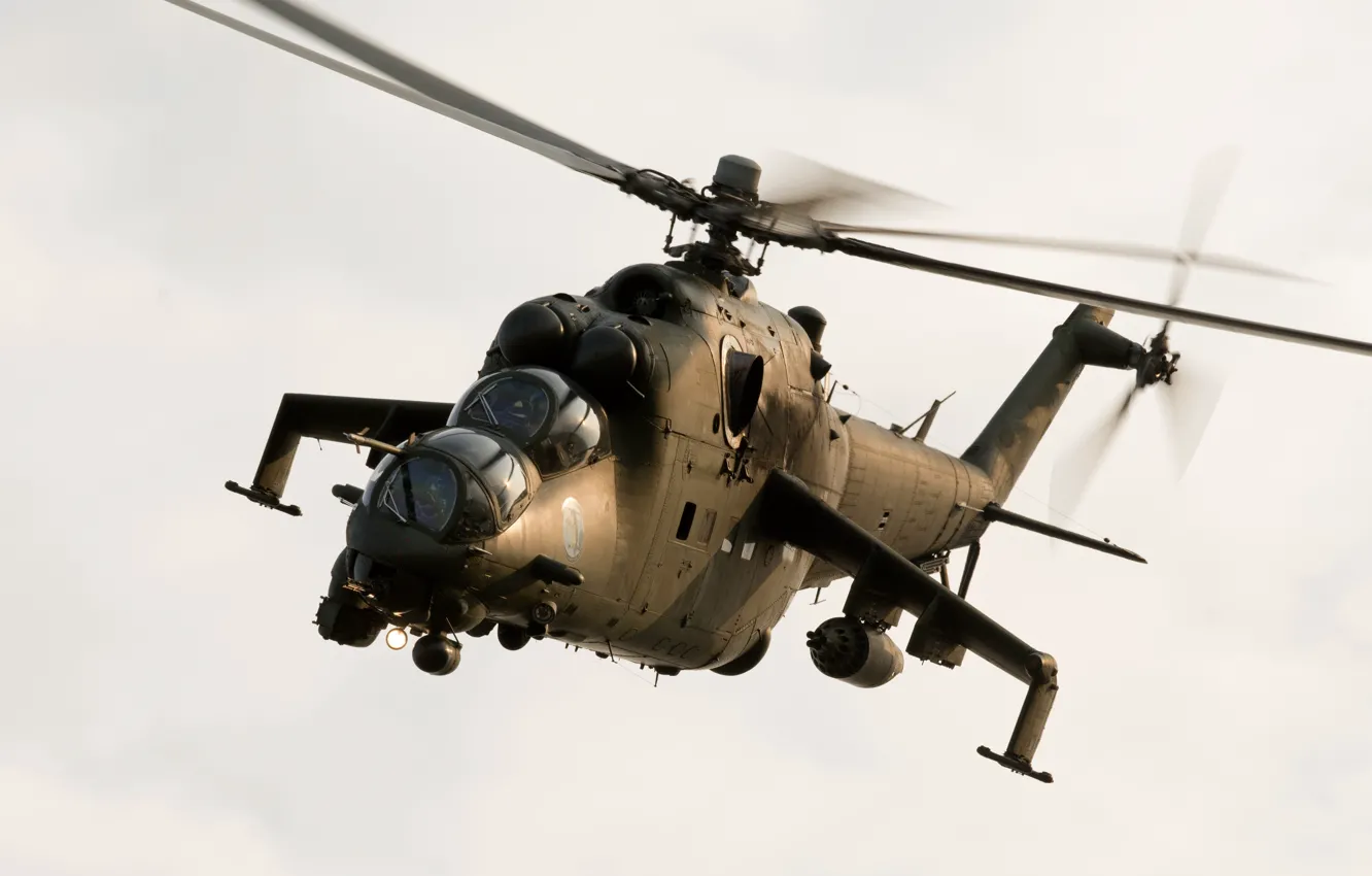 Photo wallpaper helicopter, shock, Mi-24V