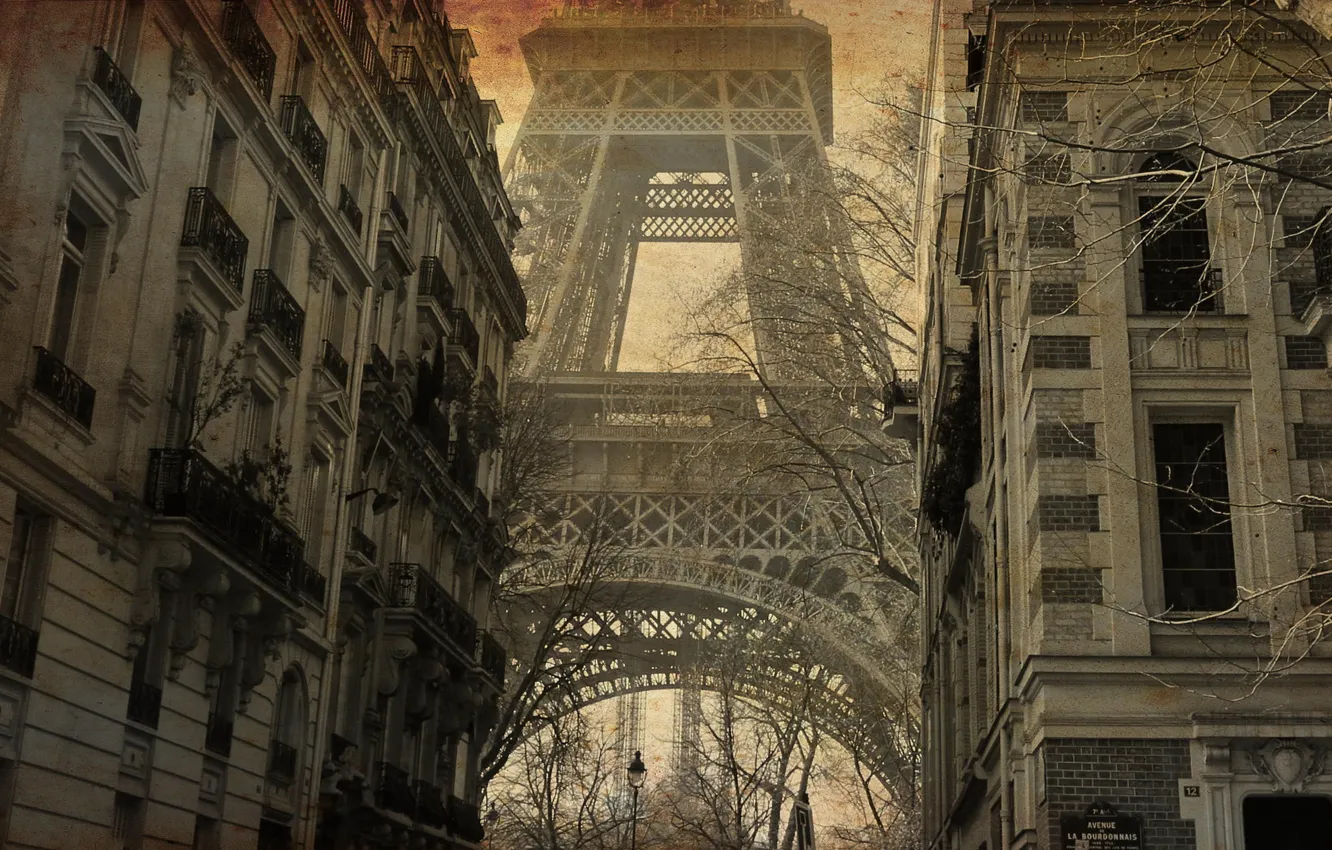 Photo wallpaper Paris, treatment, Eiffel tower, the