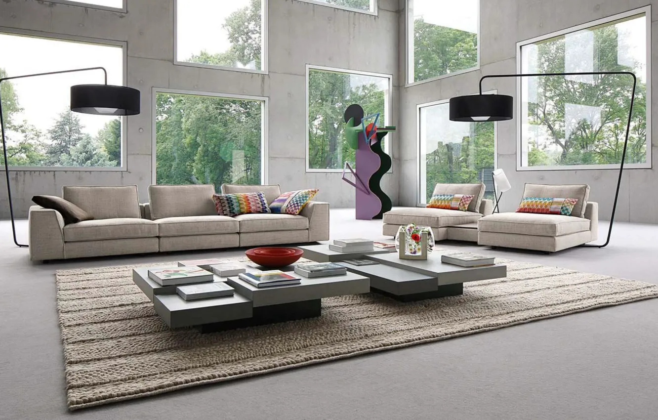 Photo wallpaper design, style, Villa, interior, living room, by Roche Bobois