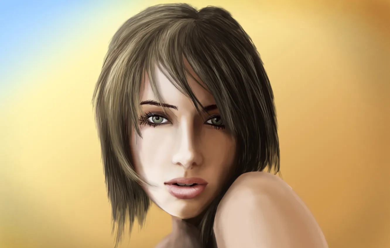 Photo wallpaper eyes, model, portrait, Susan Coffey, paint green