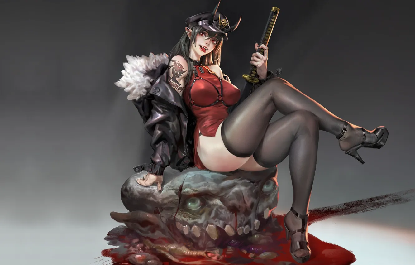 Photo wallpaper weapons, art, demoness, DEMON, In The Case Of Yan