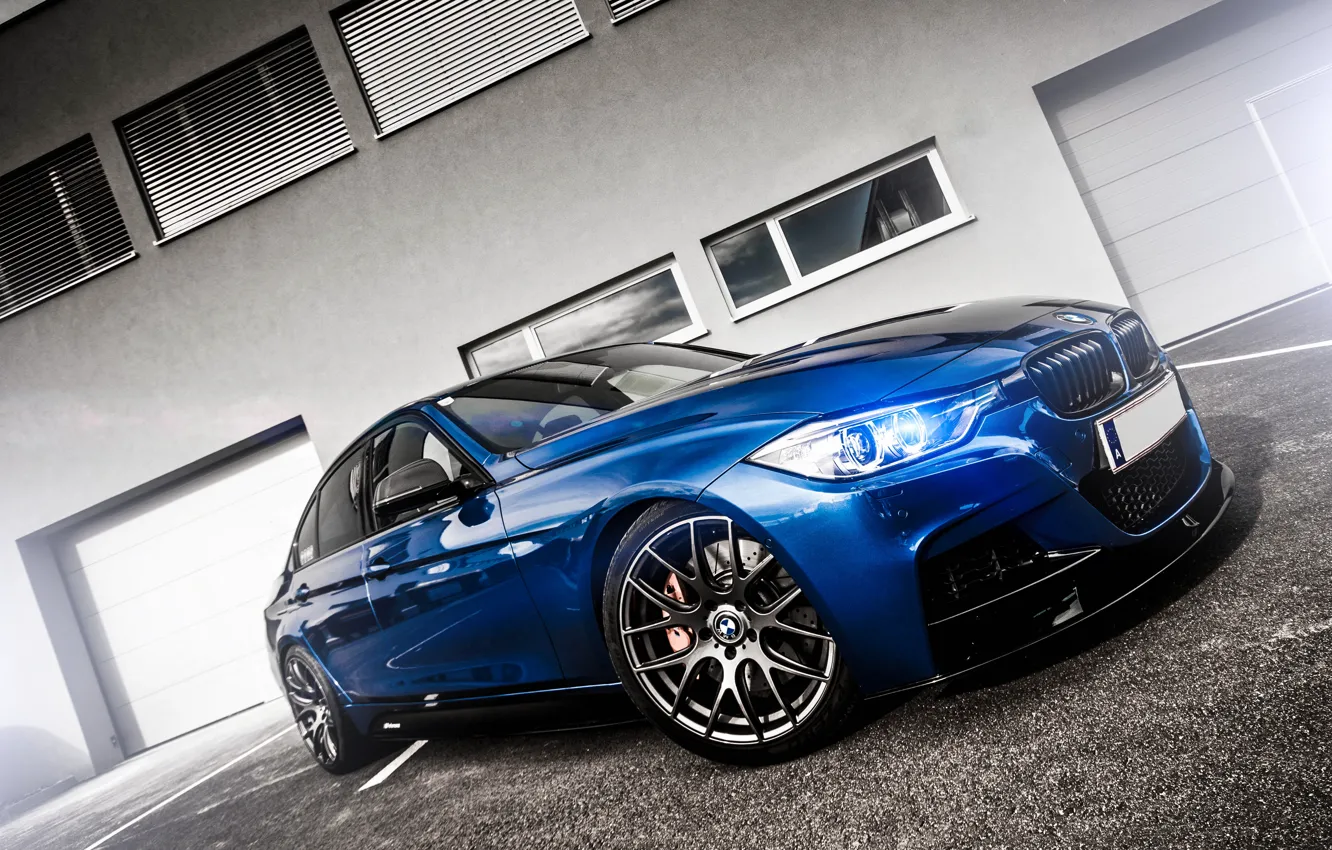 Photo wallpaper BMW, Tuning, Blue, BMW, Lights, Drives, F30