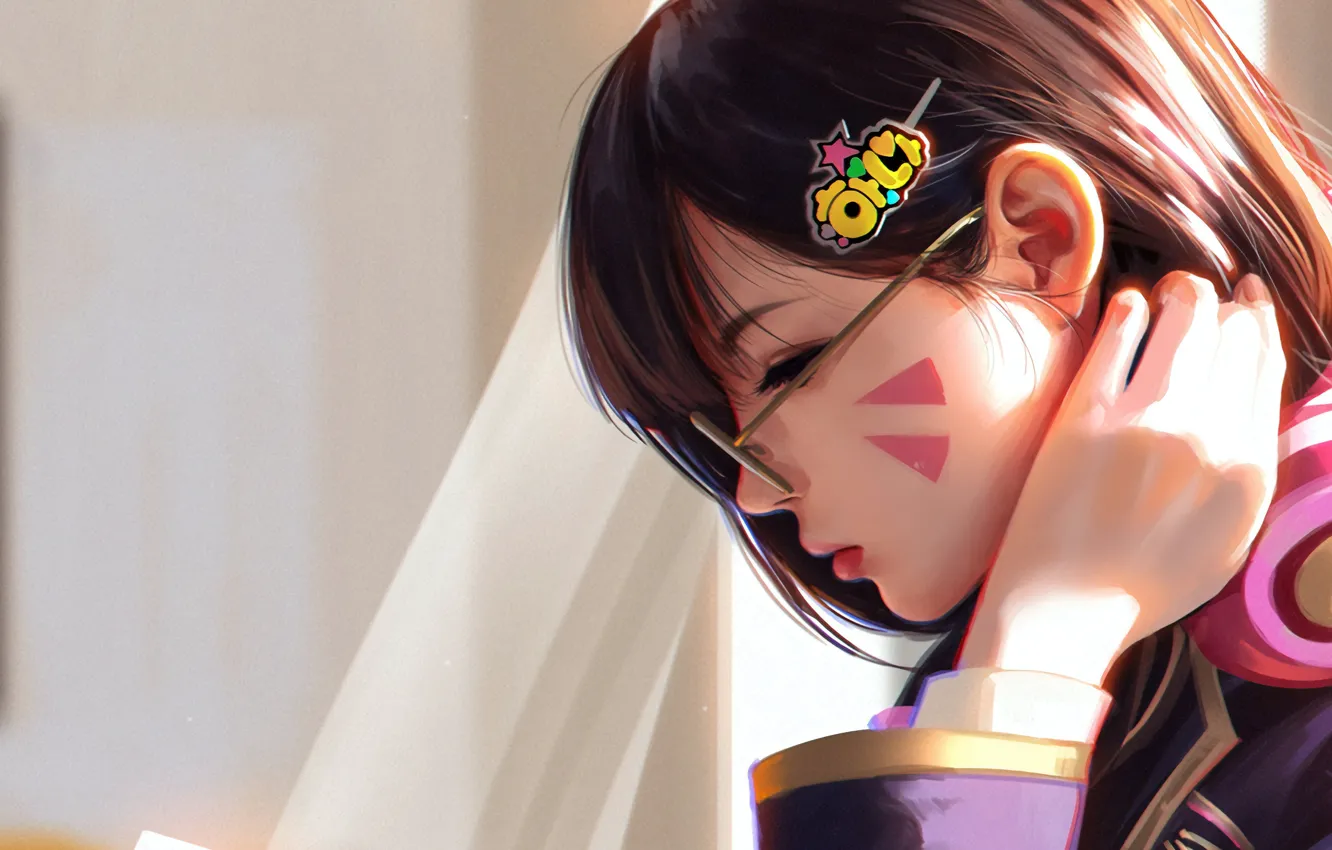 Photo wallpaper play, girl, games, anime, video game, console, Overwatch, D.Va