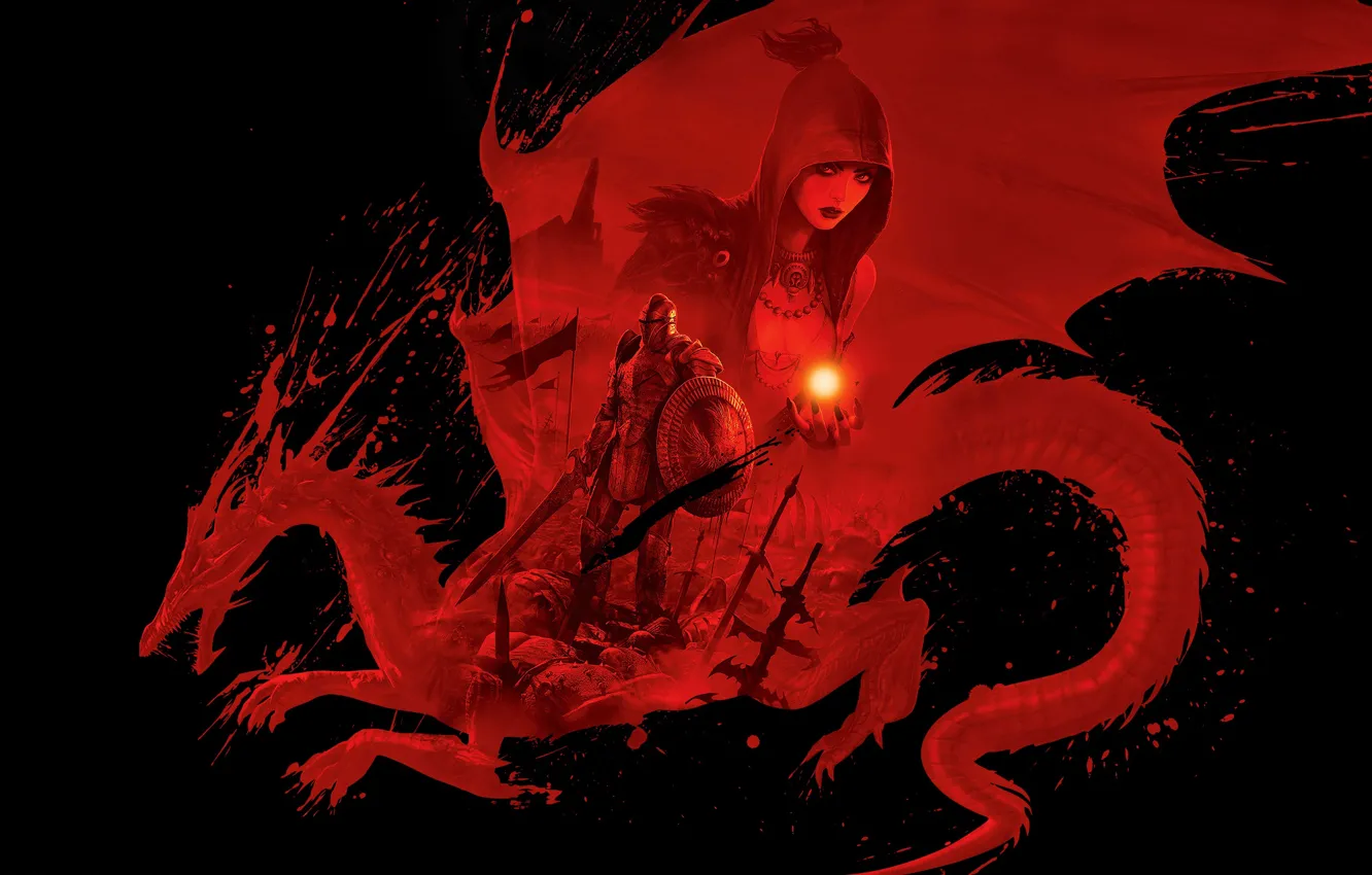 Photo wallpaper red, Dragon, Dragon Age Origins, Dungeons & Dragons, D & D
