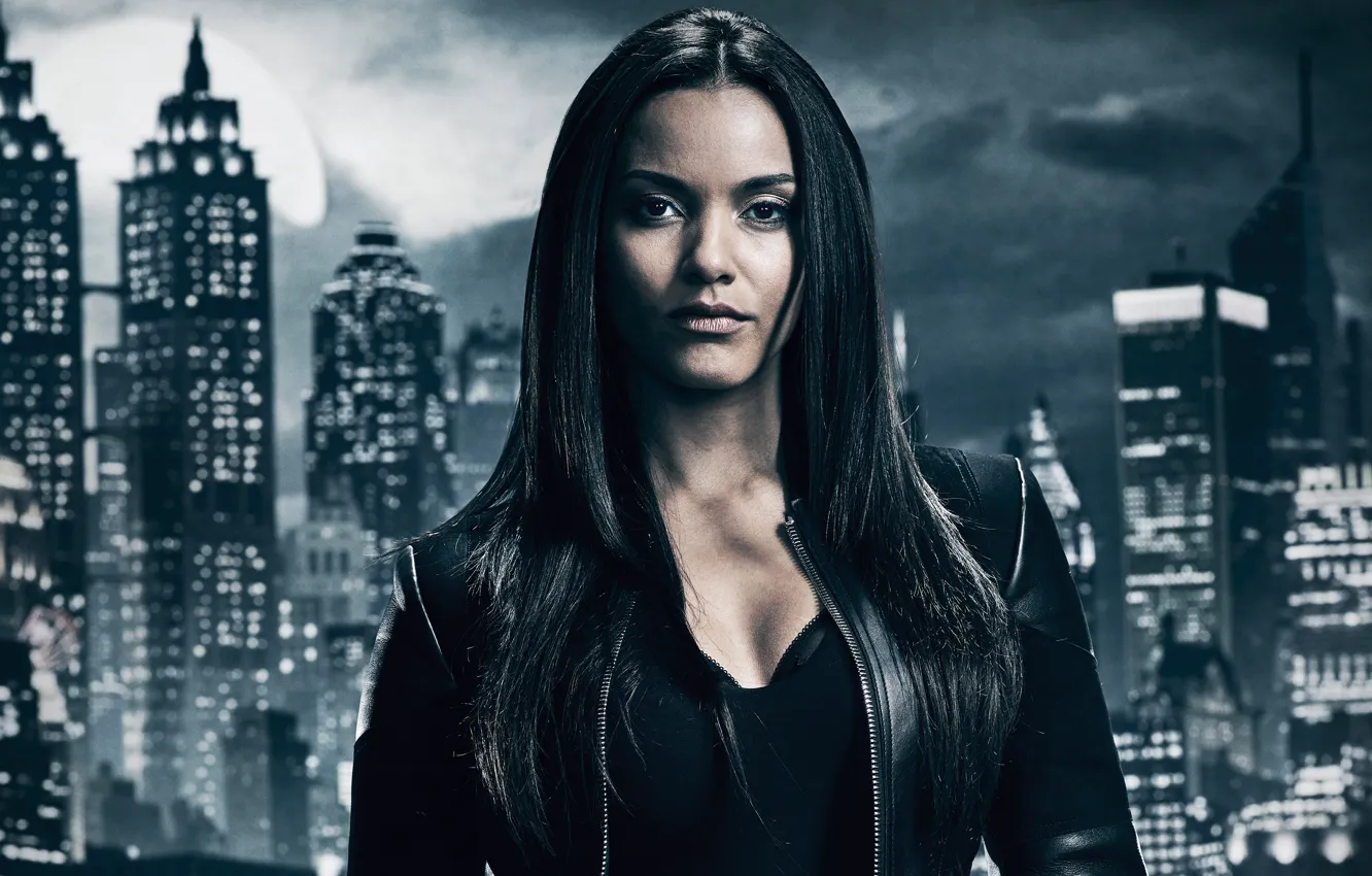 Photo wallpaper night, the city, lights, background, fiction, the moon, makeup, brunette