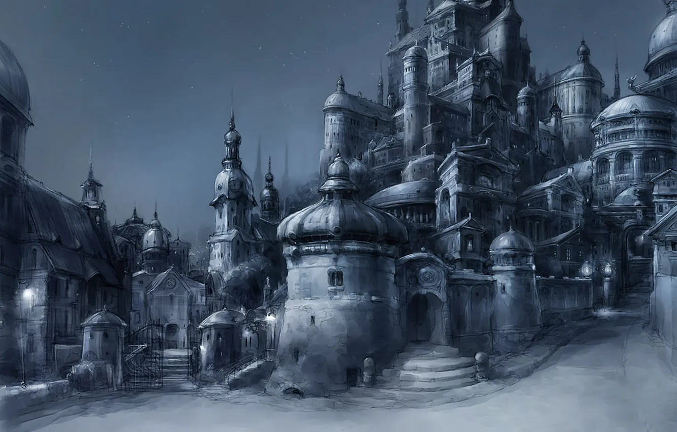 Photo wallpaper night, the city, figure, East