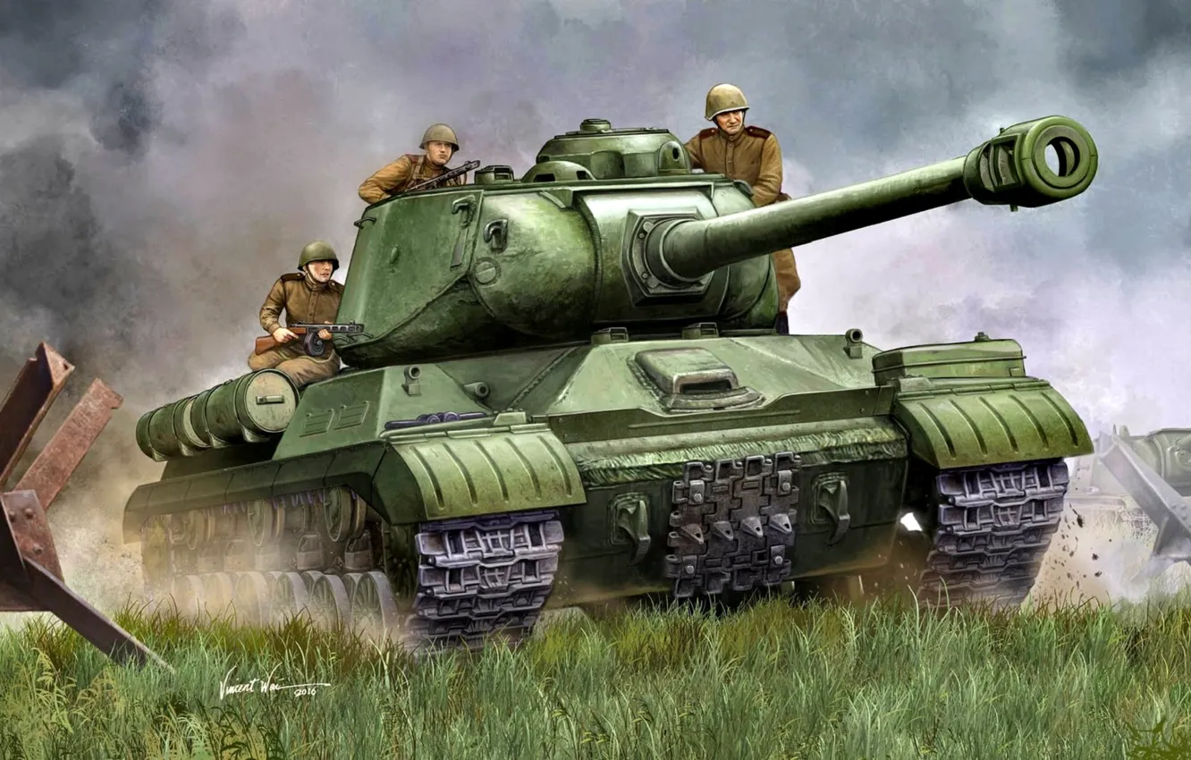 Photo wallpaper figure, tank, USSR, heavy, anti-hedgehog, The Soviet Army, THE IS-2M, Soldiers