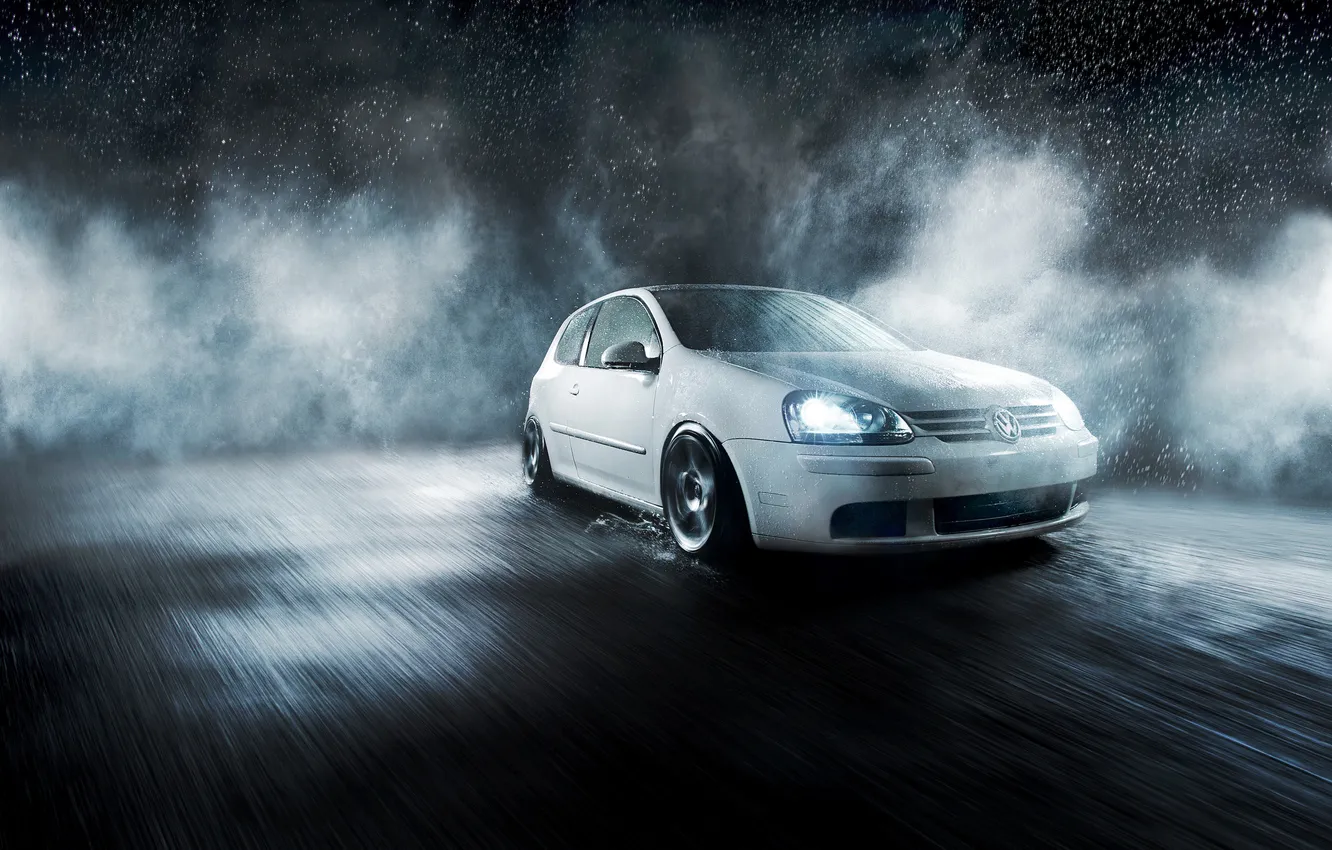 Photo wallpaper drops, squirt, fog, rain, Volkswagen, cars, auto, mk5
