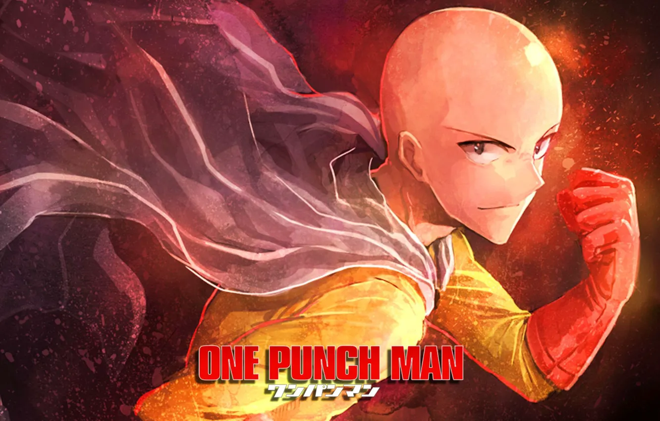 Photo wallpaper fire, flame, game, anime, power, man, face, punch