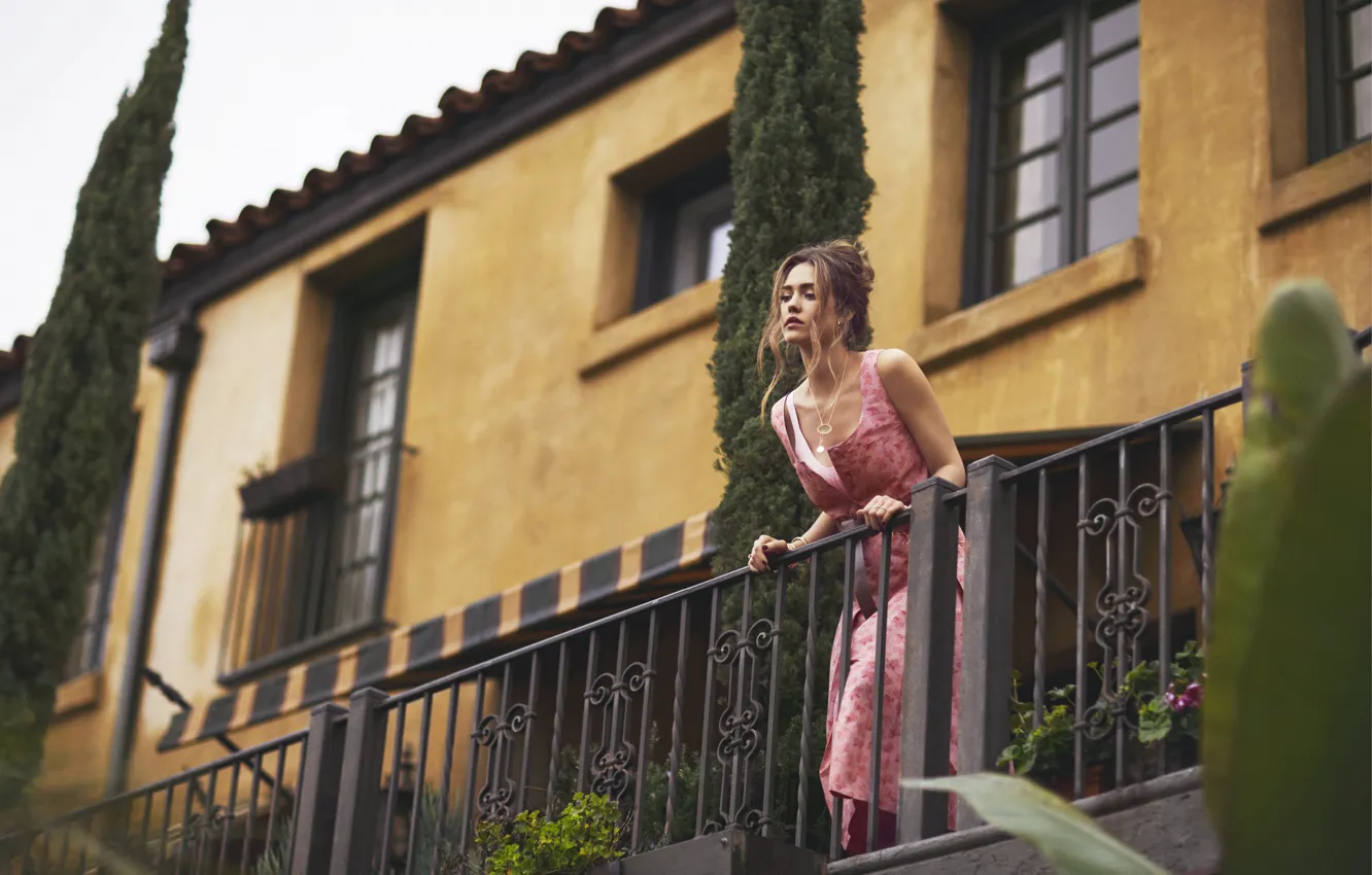 Photo wallpaper girl, model, hair, Jessica Alba, actress, beauty, Jessica Alba, balcony