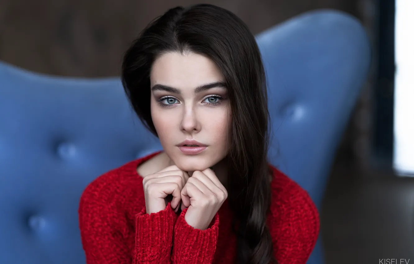 Photo wallpaper look, girl, pose, hair, portrait, hands, Alexander Kiselev, Bogdan Kudrycka