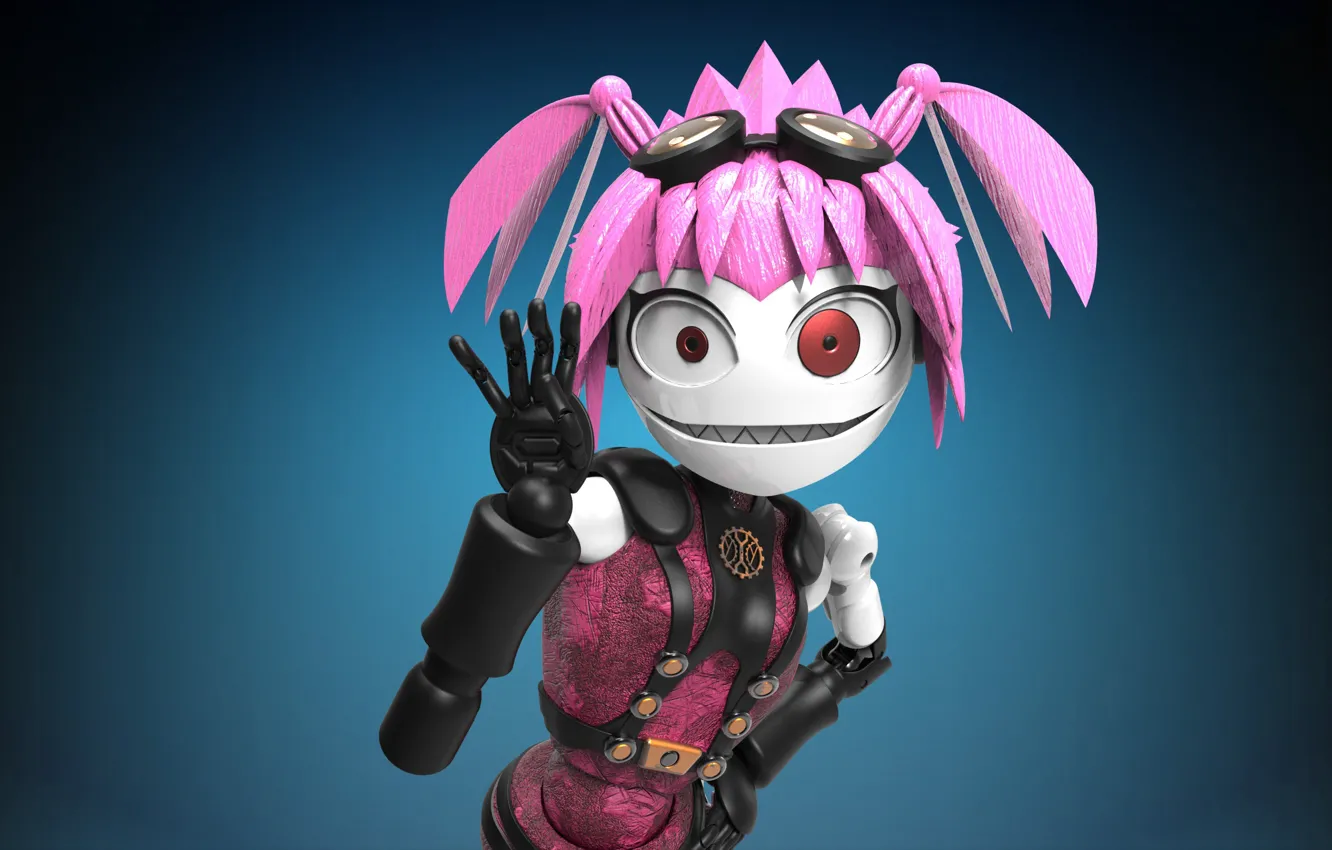 Photo wallpaper background, doll, pink hair
