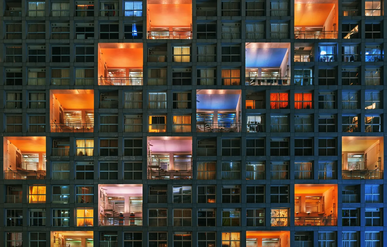 Photo wallpaper color, the city, house, Windows