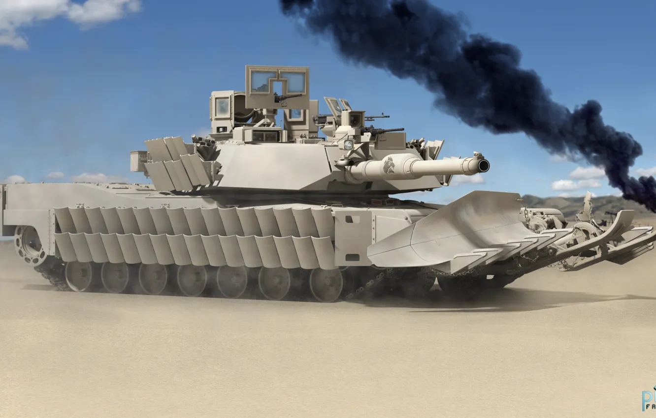 Photo wallpaper rendering, tank, Abrams, Abrams, main battle tank USA