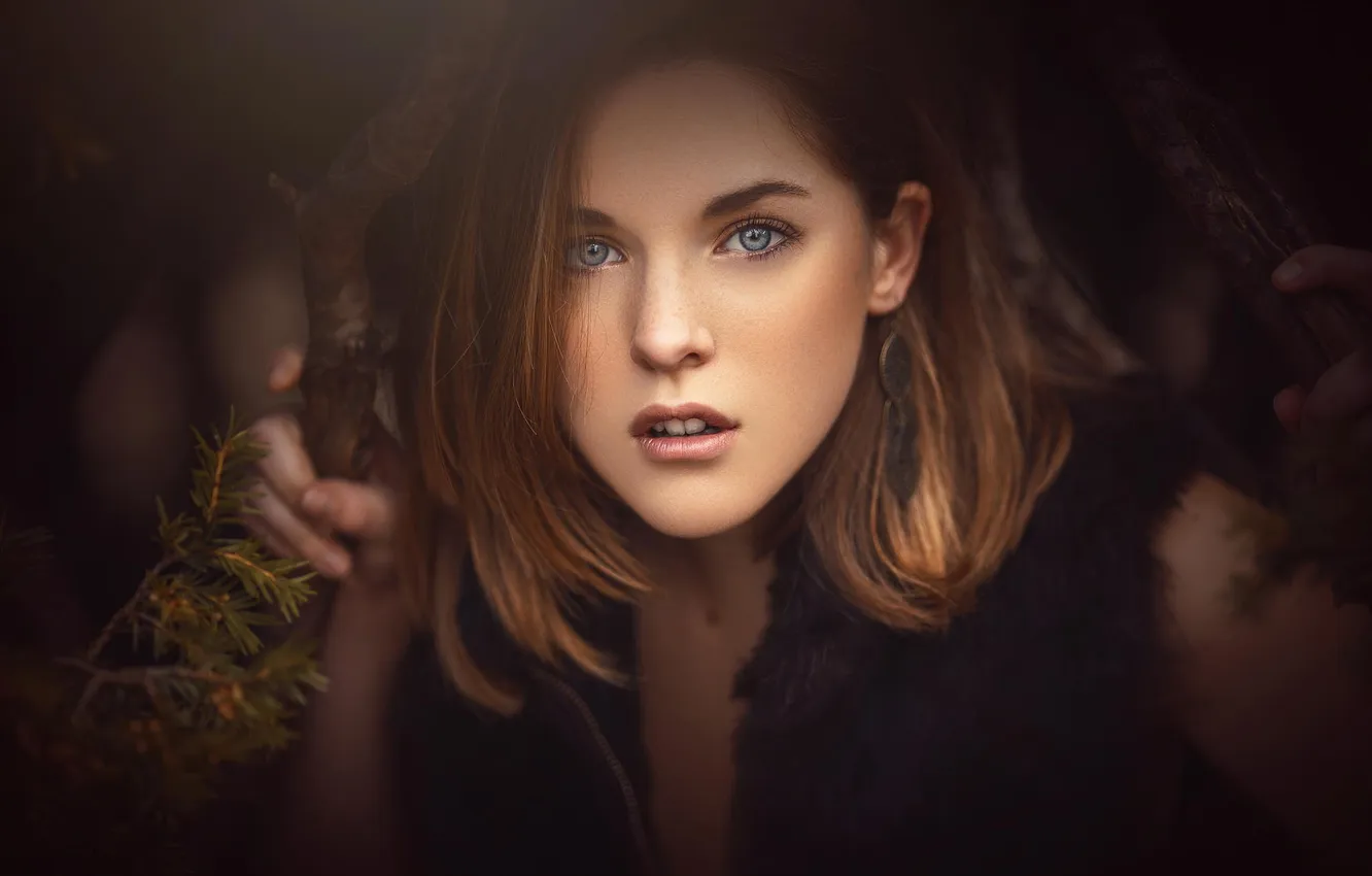 Photo wallpaper look, portrait, earrings